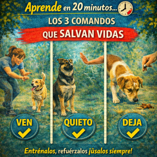 No necesitas que tu perro haga veinte trucos. Necesitas que haga tres cosas con la vida como apuesta: que venga cuando le llamas, aunque haya una distracción enorme, que se quede quieto cuando le pides, aunque pase algo emocionante, y que suelte lo que tiene en la boca, aunque sea lo más interesante del mundo. Esos tres comandos, entrenados hasta la automaticidad, han salvado vidas reales en las calles de Lima.