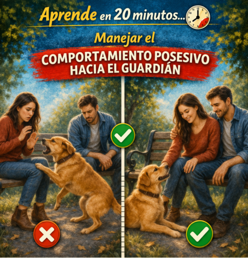 El perro que gruñe cuando otro se acerca a ti no te ama demasiado. Tiene miedo de perderte. Y ese miedo no se resuelve con más amor — se resuelve con la seguridad de que tu presencia no está en juego.