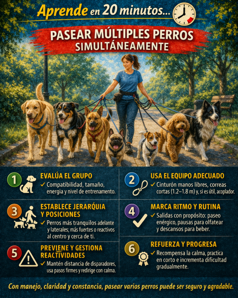 Aprende en 20 minutos… Pasear Múltiples Perros Simultáneamente