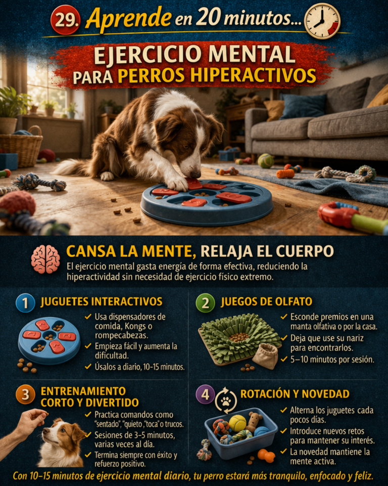 Aprende en 20 minutos… Ejercicio Mental para Perros Hiperactivos