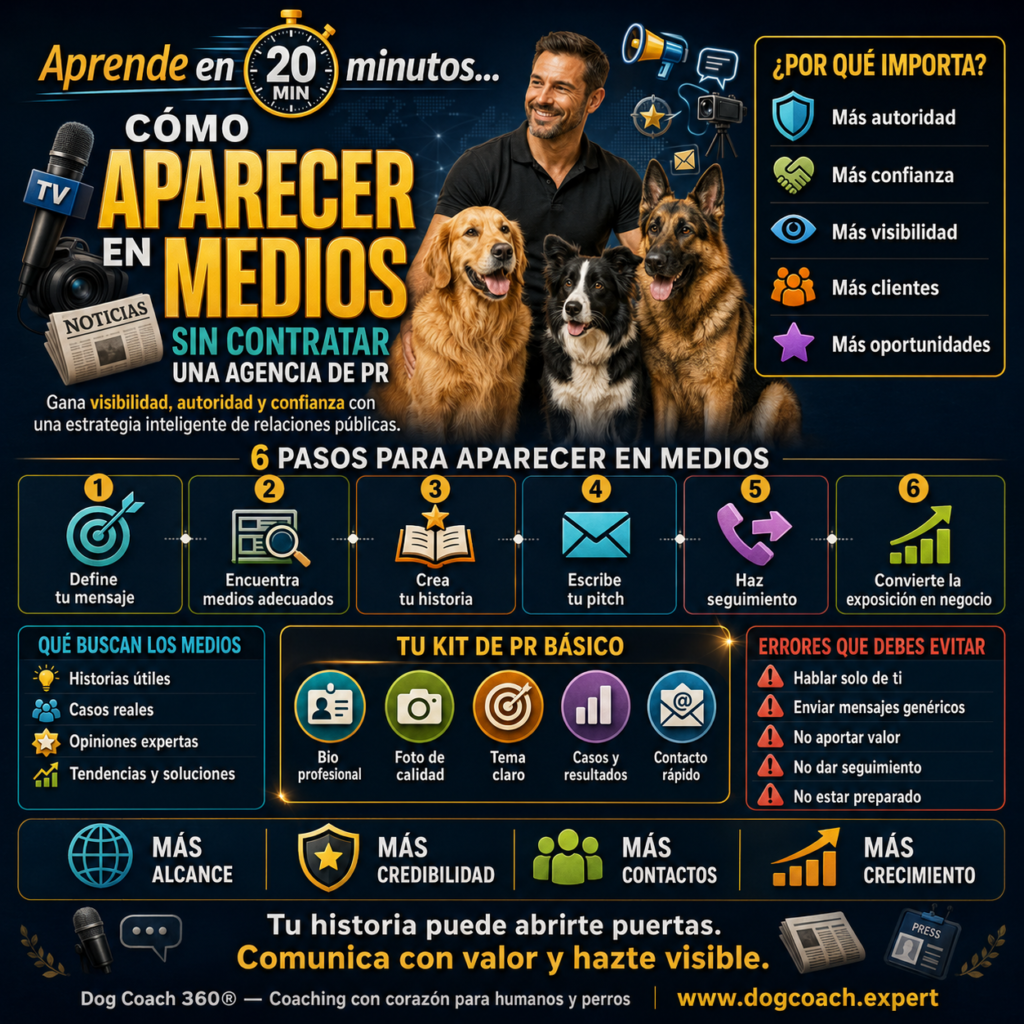 La filosofía Dog Coach 360® establece que la presencia en medios no debe buscar únicamente reconocimiento personal, sino cumplir una misión más importante: educar a más familias y mejorar la relación entre perros y personas.