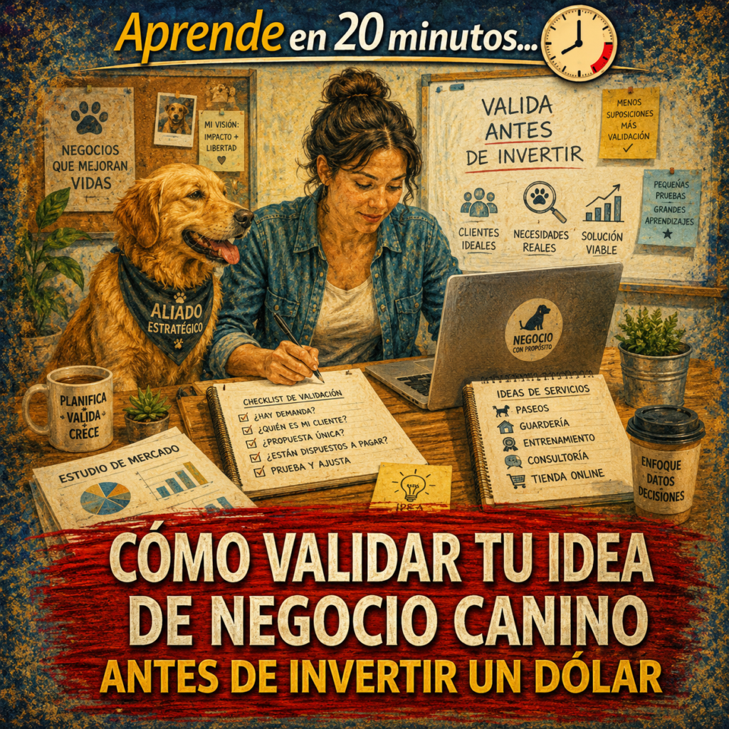 La mayoría de los negocios caninos no fracasan por falta de conocimiento técnico. Fracasan porque alguien invirtió dinero, tiempo y energía en una idea que nunca fue validada — que existía solo en la cabeza del emprendedor, sin evidencia real de que había un mercado dispuesto a pagar por ella. La validación no es pesimismo. Es la diferencia entre construir sobre roca y construir sobre arena. Este módulo te da el sistema para saber cuál es cuál antes de poner el primer dólar.