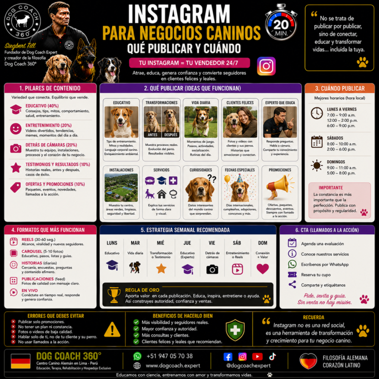 Aprende en 20 minutos… Instagram para Negocios Caninos Qué Publicar y Cuándo