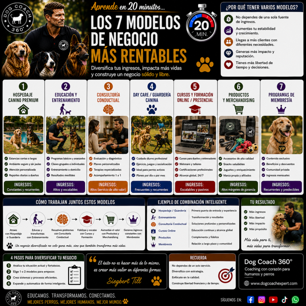 En el sistema Dog Coach 360®, la rentabilidad sostenible se construye sobre el valor real y el bienestar del perro. Nunca debe conseguirse a costa de la calidad del servicio. Reducir costes perjudicando al perro no es una estrategia rentable. Tampoco es aceptable. A largo plazo, deteriora los resultados, la reputación y la confianza de los clientes.