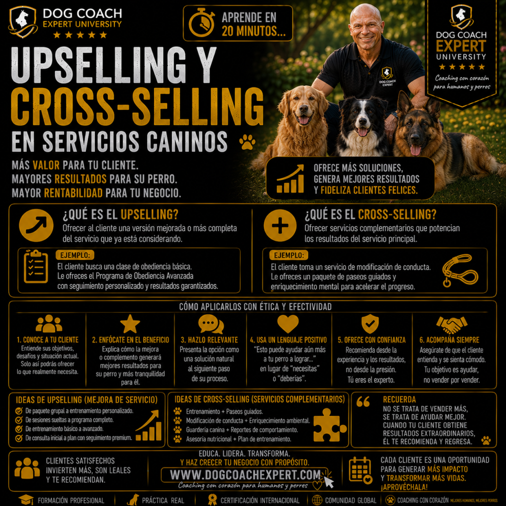 Descubrirás por qué un upselling bien realizado no es una técnica de presión, sino una recomendación profesional. Cuando el tutor ya confía en el coach, ha obtenido resultados y aparece una nueva necesidad, ofrecer el siguiente paso lógico es parte del servicio.