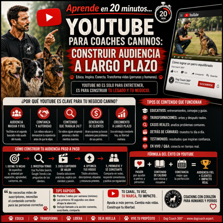 Aprende en 20 minutos… YouTube para Coaches Caninos – Construir Audiencia a Largo Plazo