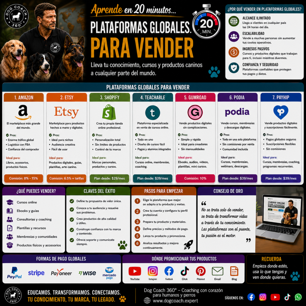 La filosofía Dog Coach 360® establece que la expansión internacional debe aumentar el alcance sin aumentar innecesariamente la complejidad. El objetivo no es crear más sistemas, sino construir una arquitectura inteligente que permita formar alumnos, vender conocimiento y crecer globalmente manteniendo eficiencia, control operativo y calidad.