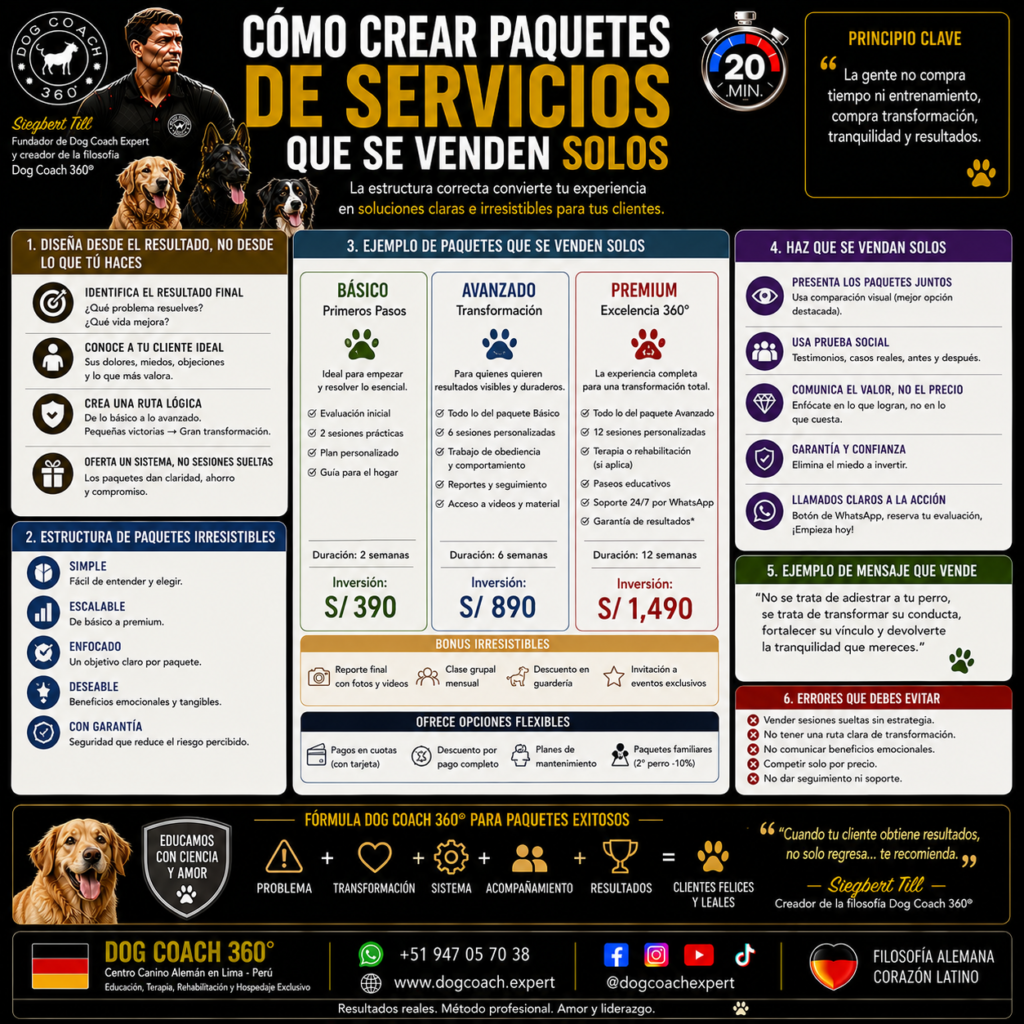 No todos los paquetes están diseñados desde la perspectiva del cliente. Algunos coaches agrupan los servicios que les resulta más cómodo ofrecer. Un paquete eficaz parte del problema del tutor. Resuelve exactamente lo que necesita en el momento de la compra. El sistema DCE 360® propone tres arquitecturas: el paquete de resultado, el paquete de proceso y el paquete de relación. Cada una responde a una necesidad diferente. Por eso, deben utilizarse según el tipo de problema, el nivel de urgencia y el compromiso del tutor. Elegir la arquitectura adecuada mejora la conversión y la finalización del programa.