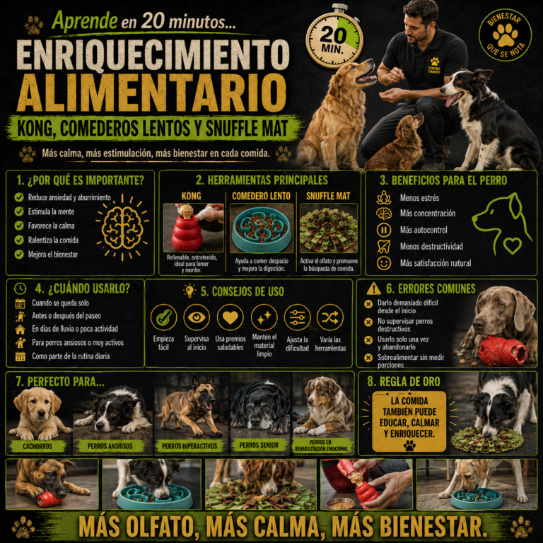 Aprende en 20 minutos… Enriquecimiento Alimentario – Kong, Comederos Lentos y Snuffle Mat